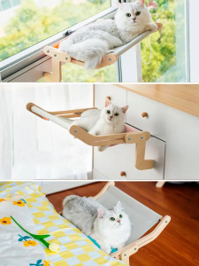 Гамак лежанка для кота 47х38х21 см бежевый