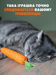 Іграшка кігтеточка для котів Морква 20 см Помаранчева