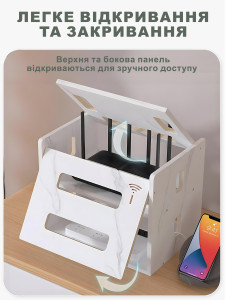 Полка органайзер для роутера Wi-Fi на 3 отделения настольная бамбук 32х34х21 см белая