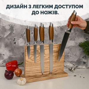 Магнитная подставка держатель для ножей и ножниц односторонняя из дерева ясень 28х21.5 см цвет натуральный