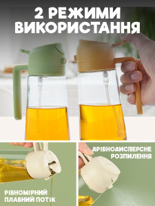 Диспенсер для масла и уксуса с дозатором Yartes 470 мл из ударопрочного стекла 18,5х8 см Белый