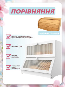 Хлібниця двоярусна з місткими відділеннями для хліба та булок дерев'яна 40х25х33 см біла