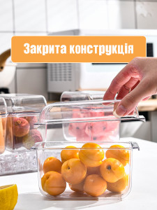 Холодильный контейнер для фруктов овощей зелени и закусок из пластика 40.5x13.5x14.5 см прозрачный