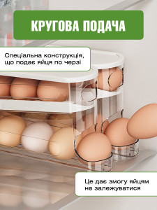 Подставка лоток для яиц в холодильник на 14 шт пластиковая 34.2х8.8х14.1 см прозрачно-белая