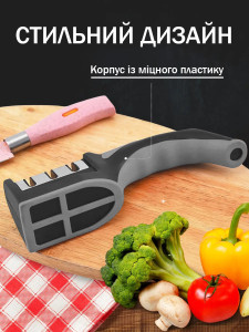 Ручная точилка для ножей с тремя рабочими секциями 21х6 см серо-черная
