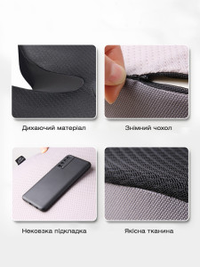 Ортопедическая подушка под копчик ректальная в авто из Memory Foam 45×35 см из полиэстера черная