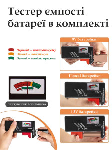 Большой органайзер для хранения батареек с тестером на 116 отделений ABS-пластик 36х18х6 см черный