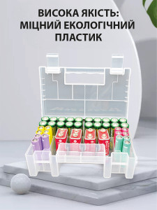 Органайзер для хранения батареек разного размера пластиковый 14.8х8.7х5.5 см прозрачный