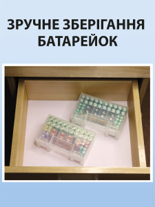 Органайзер для хранения батареек разного размера пластиковый 14.8х8.7х5.5 см прозрачный