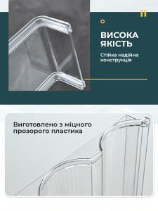 Подставка под бутылки на 2 яруса в шкаф холодильник или на стол пластиковая 28.5x20x14 см прозрачная