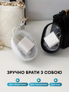 Чехол для наушников и зарядного устройства силиконовый на молнии с карабином для сумки 10х6х3.5 см белый