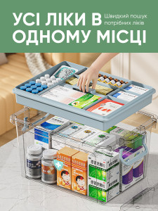 Контейнер для лекарств и витаминов Yartes с функциональной крышкой и удобными ручками пластиковый 31х21х17 см
