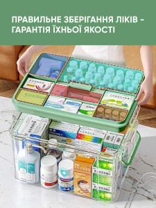Контейнер для лекарств и витаминов Yartes с функциональной крышкой и удобными ручками пластиковый 31х21х17 см