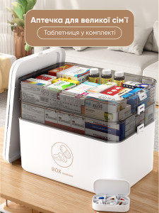Органайзер для лекарств витаминов и медицинских товаров на 4 яруса Yartes пластиковый 40.5х32х22 см белый
