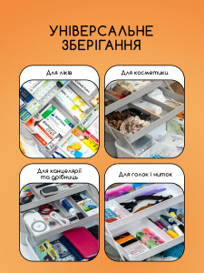 Органайзер для хранения лекарств Yartes витаминов и медикаментов пластиковый 21х17х28.5 см молочно-белый