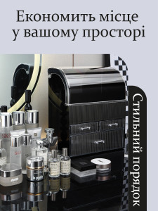 Органайзер на 5 полочек и 3 ящика Yartes для косметики и аксессуаров ABS-пластик 17х36,5х30 см черный