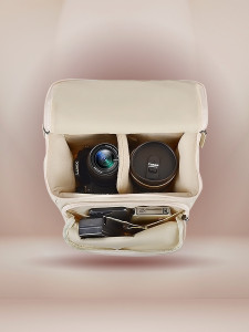 Сумка для фотоаппарата холщовая 22.5x14.5x27 см бежевая