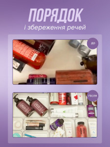 Лотки органайзеры в ящик стола для канцелярии и мелочей набор 18 штук прозрачные