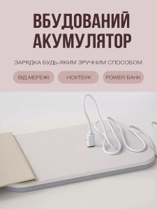 Настольное косметическое зеркало с LED подсветкой и чехлом для хранения Yartes ABS-пластик 13.5х20 см Белое