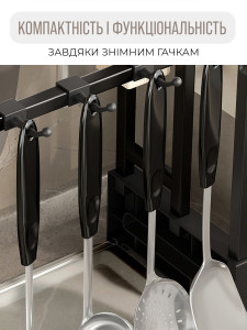Кухонный органайзер-держатель для досок, крышек и кухонного инвентаря 30х17х28 см черный
