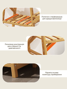 Деревянная подставка под цветы в горшках и вазонах многоярусная разборная 66х76х23 см светлая