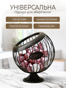 Органайзер для капсул кофе из металла 23x20 см черный