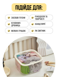 Органайзер с крышкой для резинок и шпилек Yartes пластиковый 15х15х14 см прозрачный