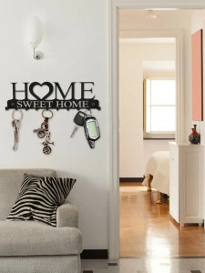 Ключница настенная HOME Sweet home из металла 26х9 см черная