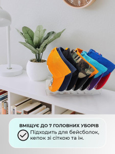 Подставка для кепок из акрила для 7 бейсболок 29,2х7,6х6 см прозрачная