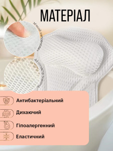 Подушка для ванны текстурная 42x42 см белая