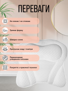 Подушка для ванны текстурная 42x42 см белая