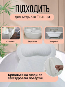 Подушка для ванны текстурная 42x42 см белая