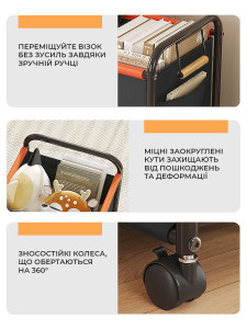 Контейнер для игрушек на колесах из ткани Оксфорд и металлического каркаса 48,5х37х49 см черный