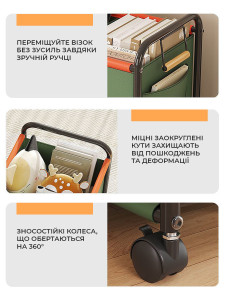 Контейнер для игрушек на колесах из ткани Оксфорд и металлического каркаса 48,5х37х49 см зеленый