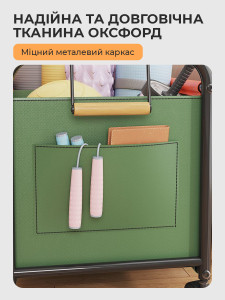 Контейнер для игрушек на колесах из ткани Оксфорд и металлического каркаса 48,5х37х49 см зеленый