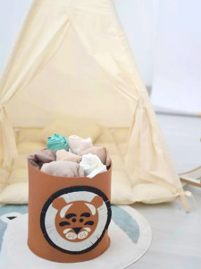 Корзина для игрушек Лев из войлока с ручками 35х35х35 см оранжевая