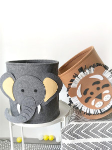 Корзина для игрушек Слон из войлока с ручками 35х35х35 см серая
