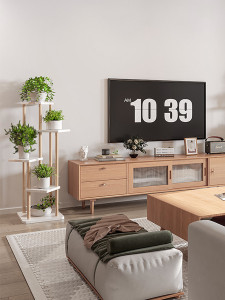 Подставка для цветов на 5 отделений высокая МДФ/Бамбук 101х43.5 см белая