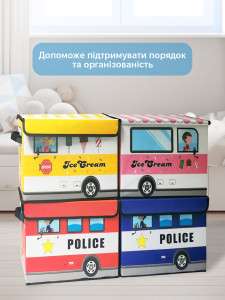 Органайзер для книг и тетрадей в виде полицейской машины из картона и флизелина 38х25х25см синий