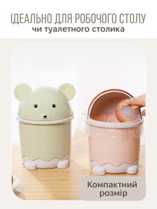 Маленькое мусорное ведро на стол из пластика в форме мыши 20,7х12,5 см розовое