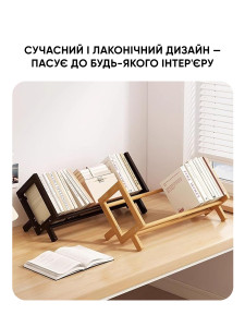 Полка для книг и пластинок на стол открытая из натурального дерева 40х21х14,5 см коричневая