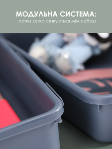 Органайзер для мелочей 8 лотков из пластика 23,5×15,8×7,7 см серый