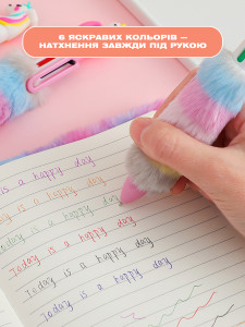 Шариковая ручка Единорог многоцветная на 6 стержней 17 см Розовая