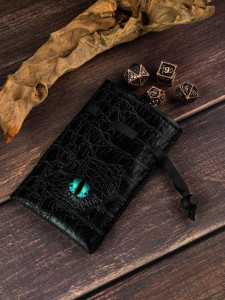 Мешочек для кубиков D&D Глаз Дракона из искусственной кожи 14х10 см черный