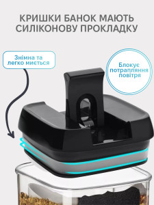 Контейнеры для хранения сыпучих продуктов и порошка набор 7 шт Пищевой пластик 32х42х11 см Прозрачно-черные