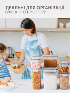 Контейнеры для хранения сыпучих продуктов и порошка набор 8 шт Пищевой пластик Прозрачно-белые