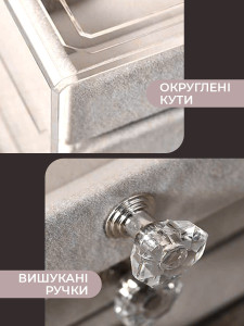 Шкатулка для украшений на 3 отделения с прозрачной крышкой бархатная 10,5х22х13 см серая