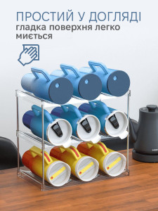 Подставка под бутылки и кружки на стол или в холодильник пластиковая 30.5х19.8х34.3 см прозрачная