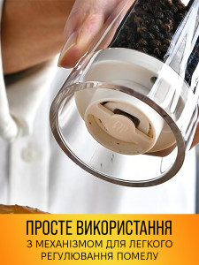 Млинок для спецій з акрилу та дерева акації 22x6 см прозорий