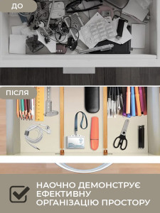 Разделители для ящиков на кухню для столовых приборов или в комод для белья 2 шт деревянные 43-50х6,6 см